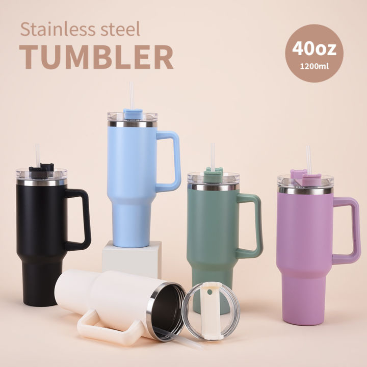 Insulated Tumbler With Handle Straw 40oz Stainless